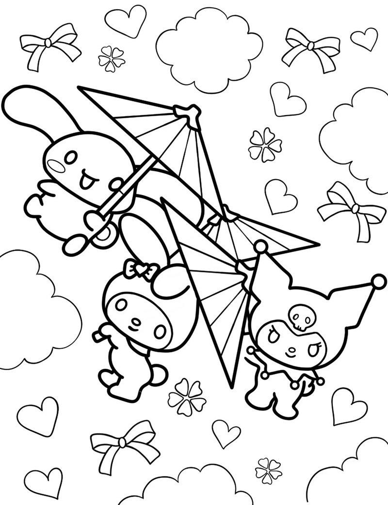 tranh tô màu Sanrio chủ đề hoạt hình