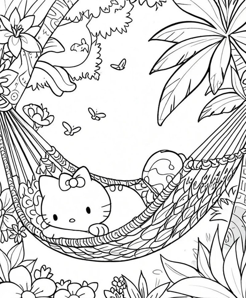 nét vẽ đơn giản tranh tô màu Sanrio