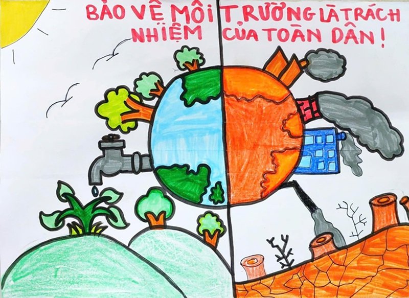 vẽ tranh tuyên truyền bảo vệ môi trường 30