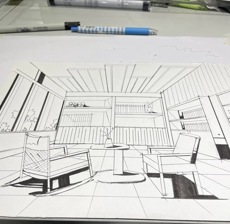 Tranh vẽ góc học tập pastel dịu dàng