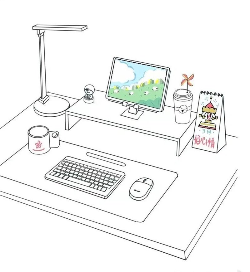 Tranh vẽ góc học tập ấm áp thư giãn