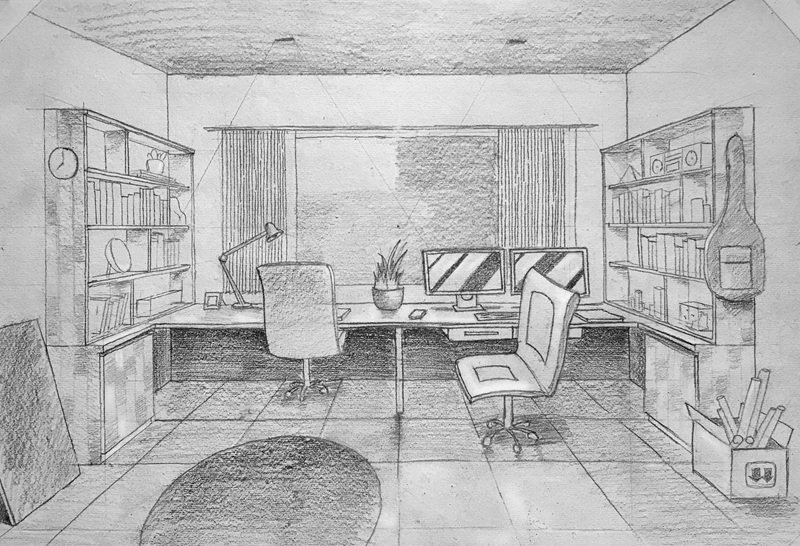Decor phòng với tranh vẽ góc học tập