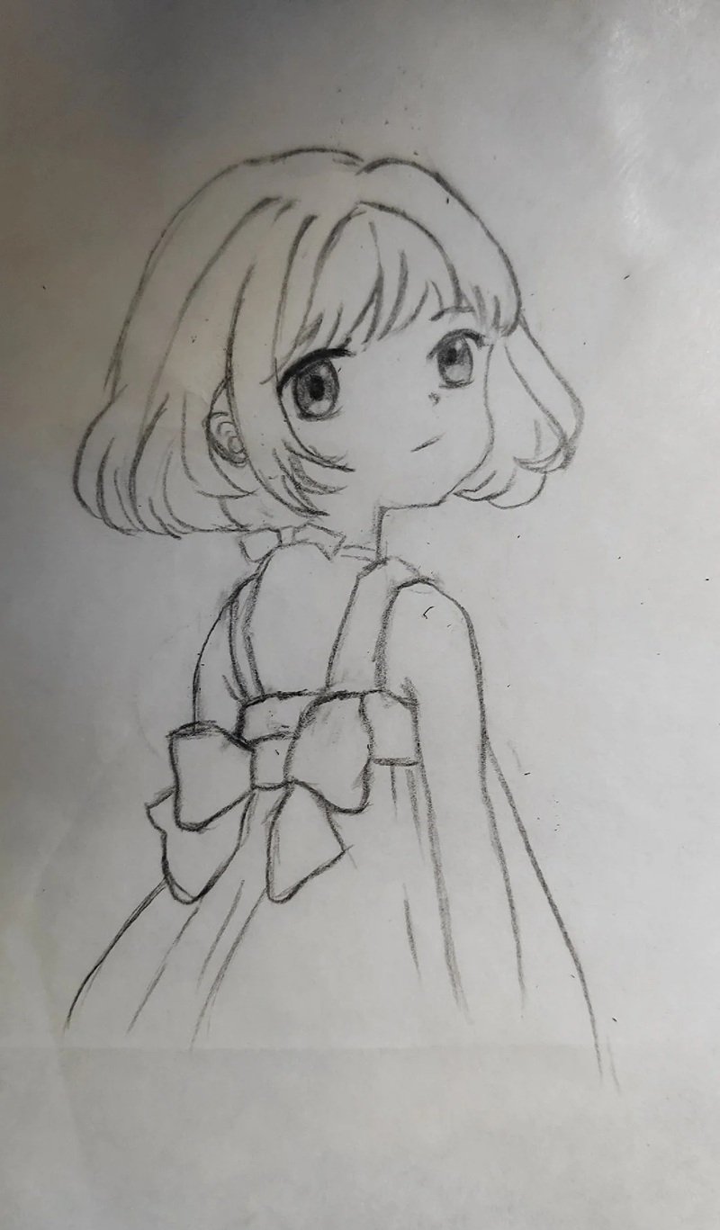 Hình vẽ anime đơn giản với nét chì mềm tinh tế