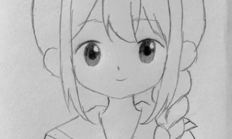 hình vẽ anime đơn giản 34