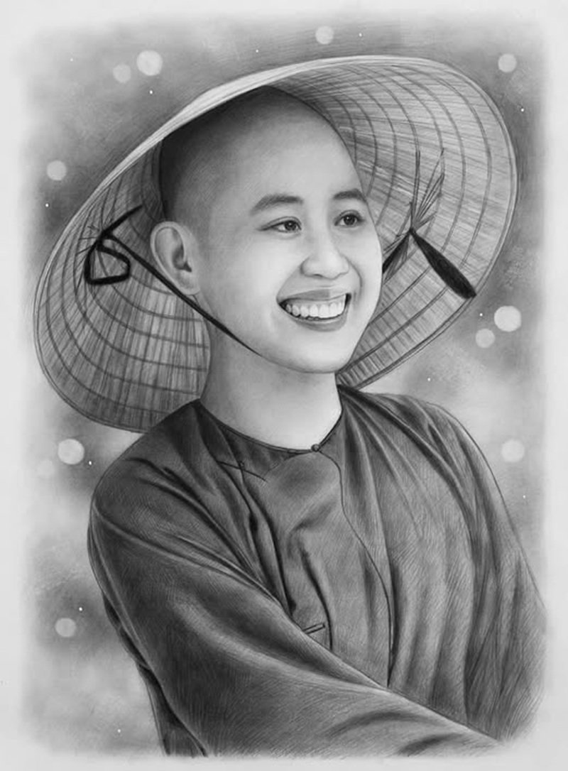 Tranh chân dung đẹp với đường nét thanh thoát mềm mại