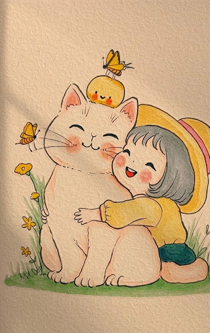 Mèo con dễ thương trong tranh cute