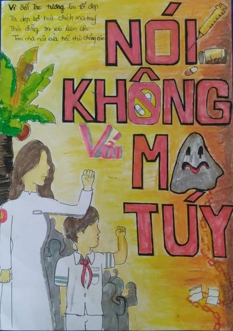 Vẽ tay tranh phòng chống ma túy đơn giản
