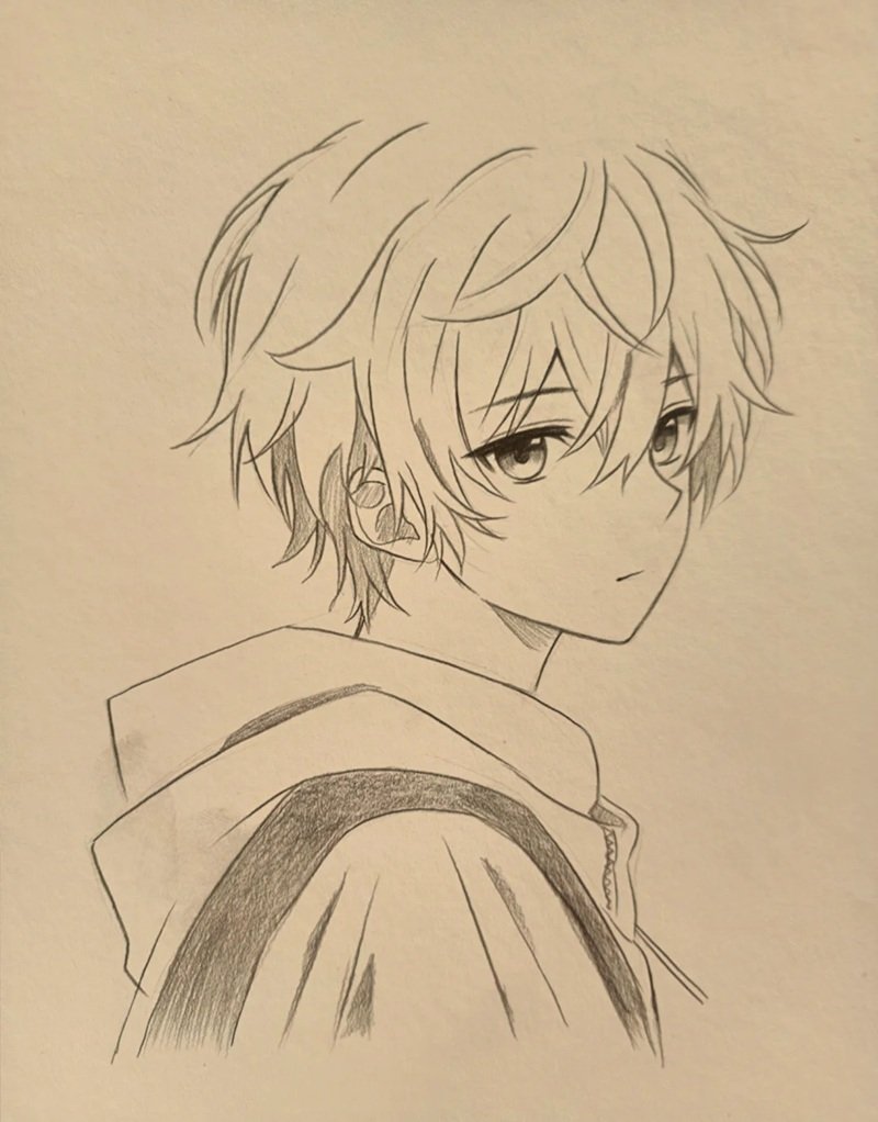 Tranh vẽ anime nam cute dễ thương