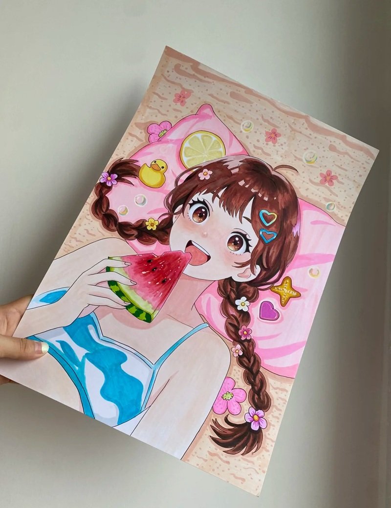 Tranh vẽ chibi cute girl dễ thương
