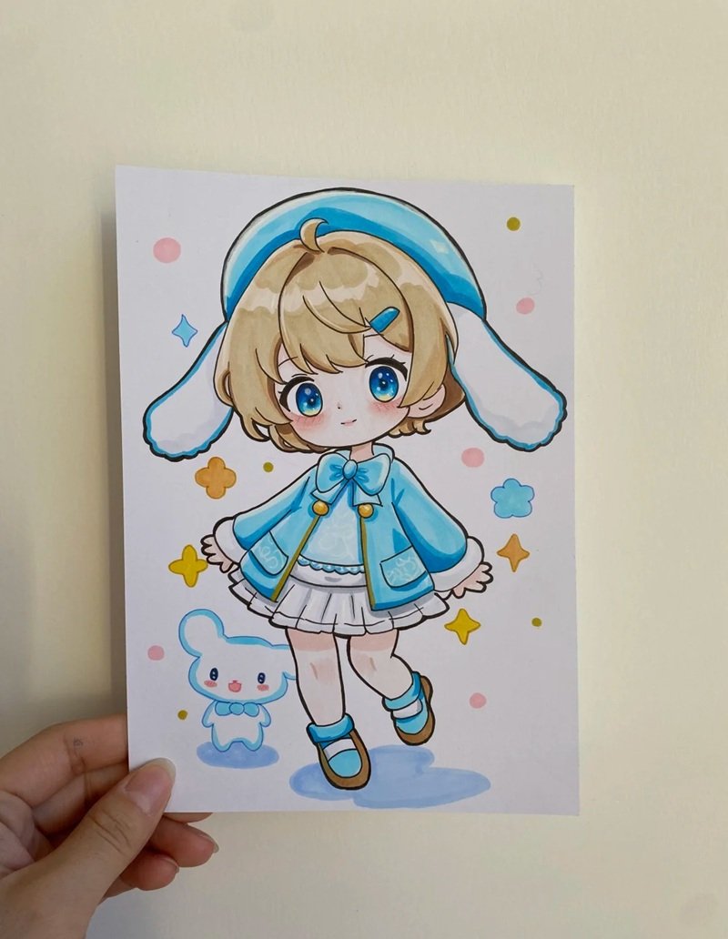Tranh vẽ chibi cute girl cá tính