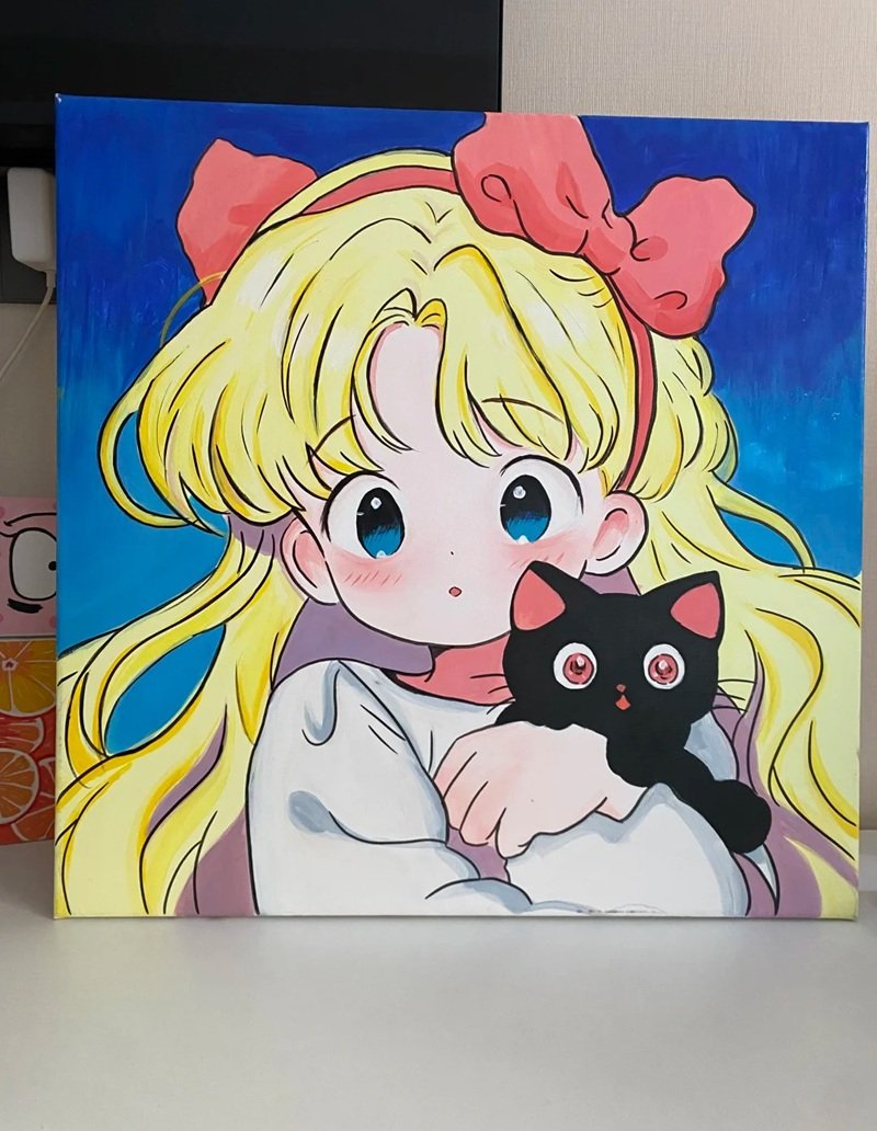 Tranh vẽ chibi cute girl tóc dài