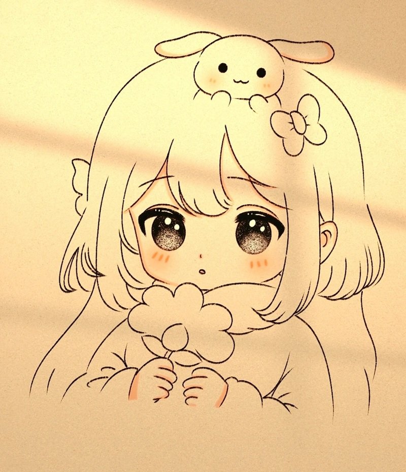 Tranh vẽ chibi cute girl siêu dễ thương