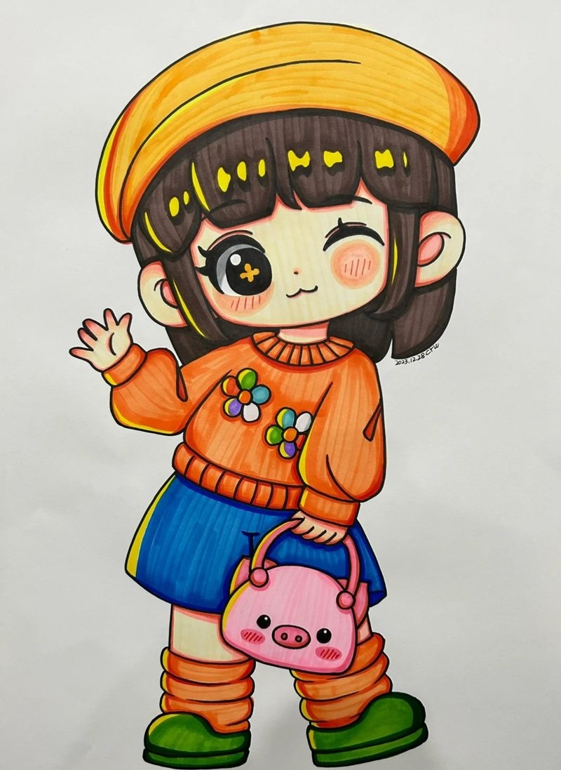 Tranh vẽ chibi cute girl xinh xắn