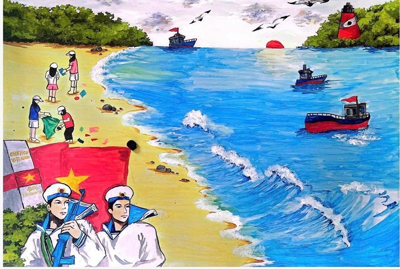 Tranh vẽ chủ quyền biển đảo Việt Nam tinh tế