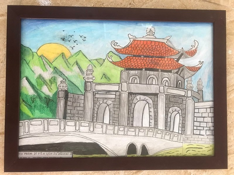 Tranh vẽ quê hương yên bình đẹp
