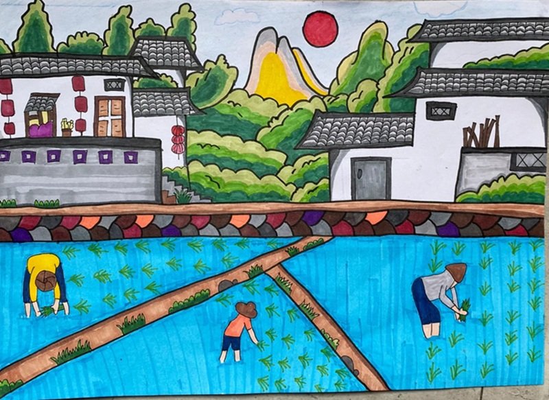 Tranh vẽ quê hương mái nhà tranh