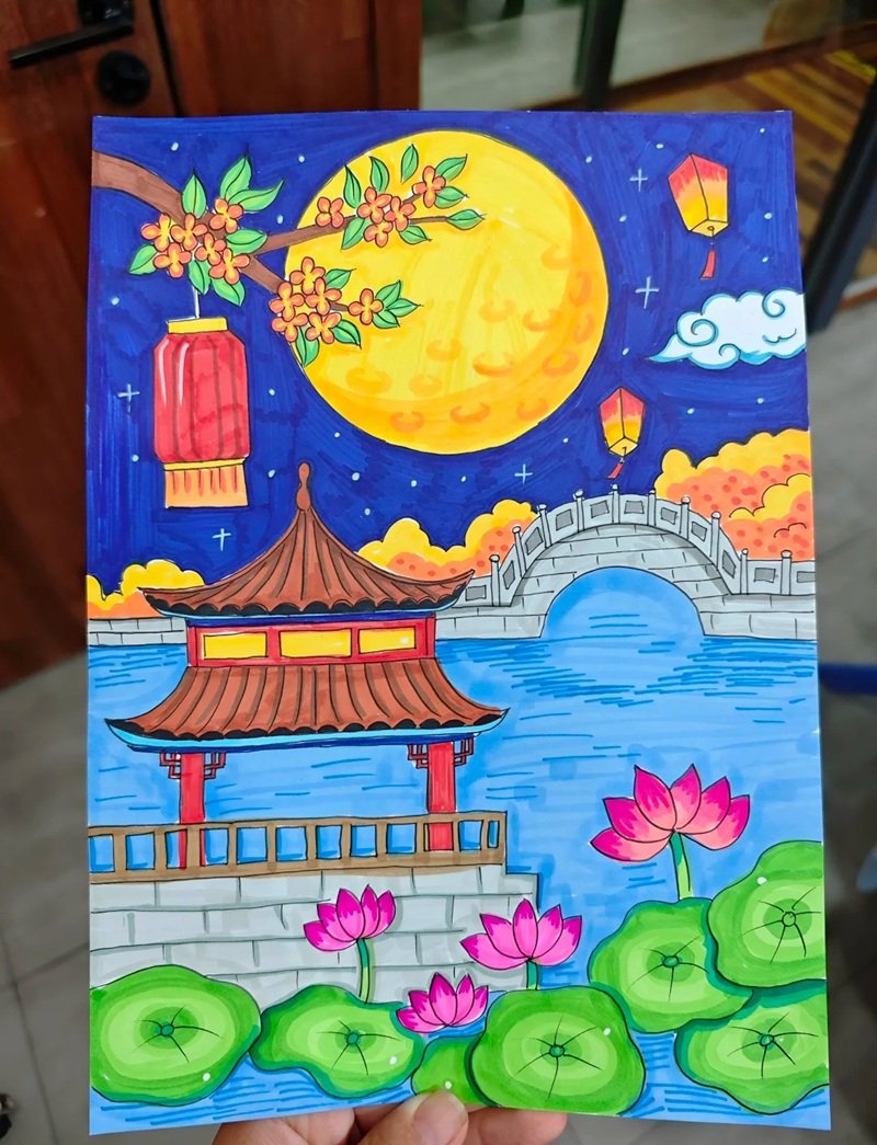 Tranh vẽ quê hương phong cảnh quê