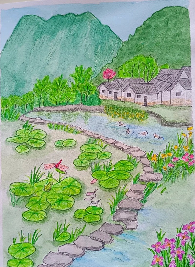 Tranh vẽ quê hương con trâu cày