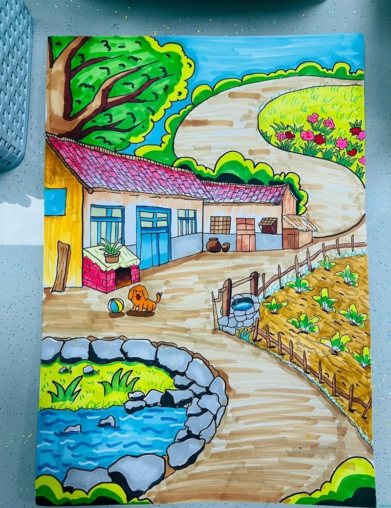 Tranh vẽ quê hương đêm trăng làng