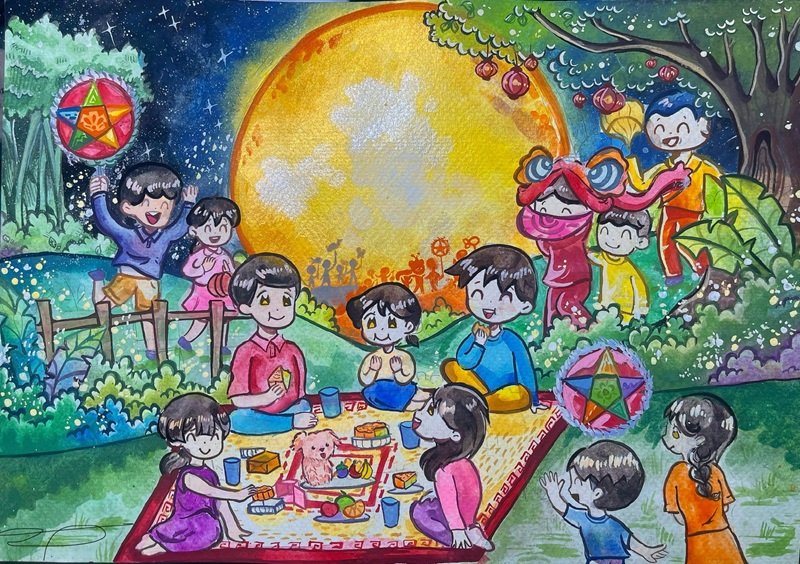 Tranh vẽ trung thu rực rỡ sắc màu