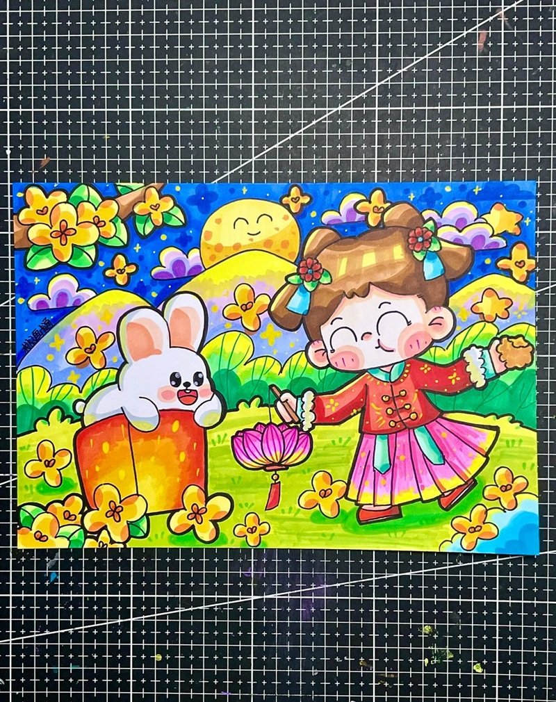 Tranh vẽ trung thu cảnh vui chơi