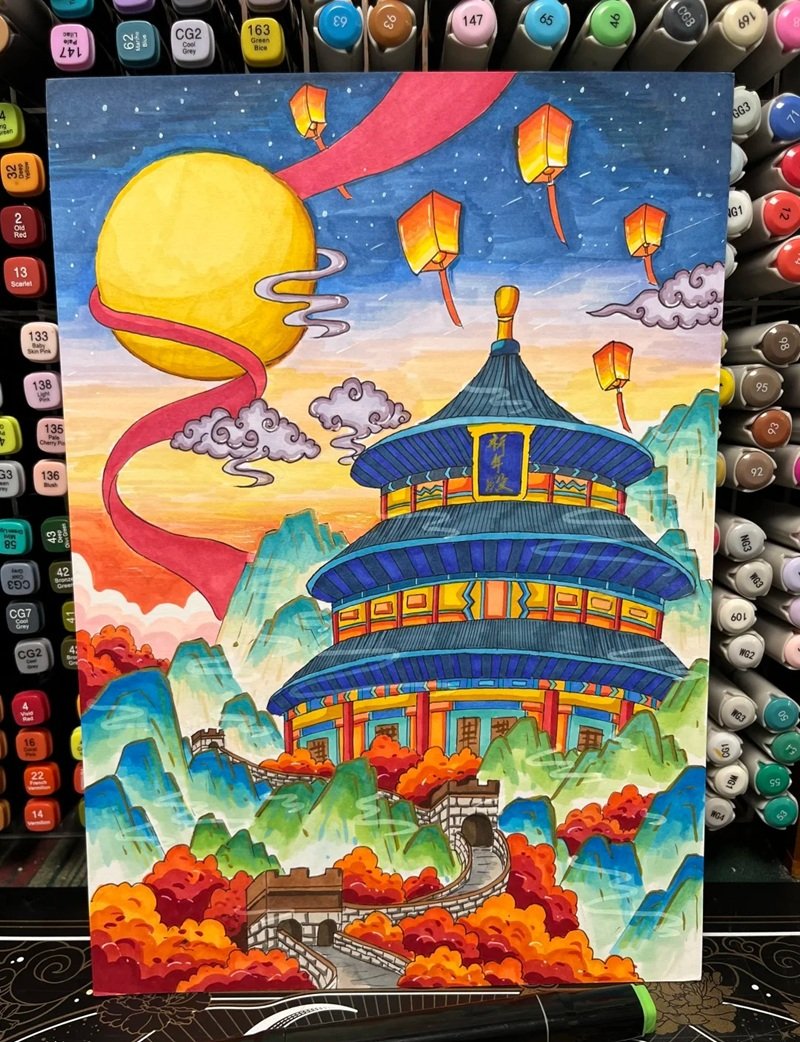 Tranh vẽ trung thu màu nước đẹp