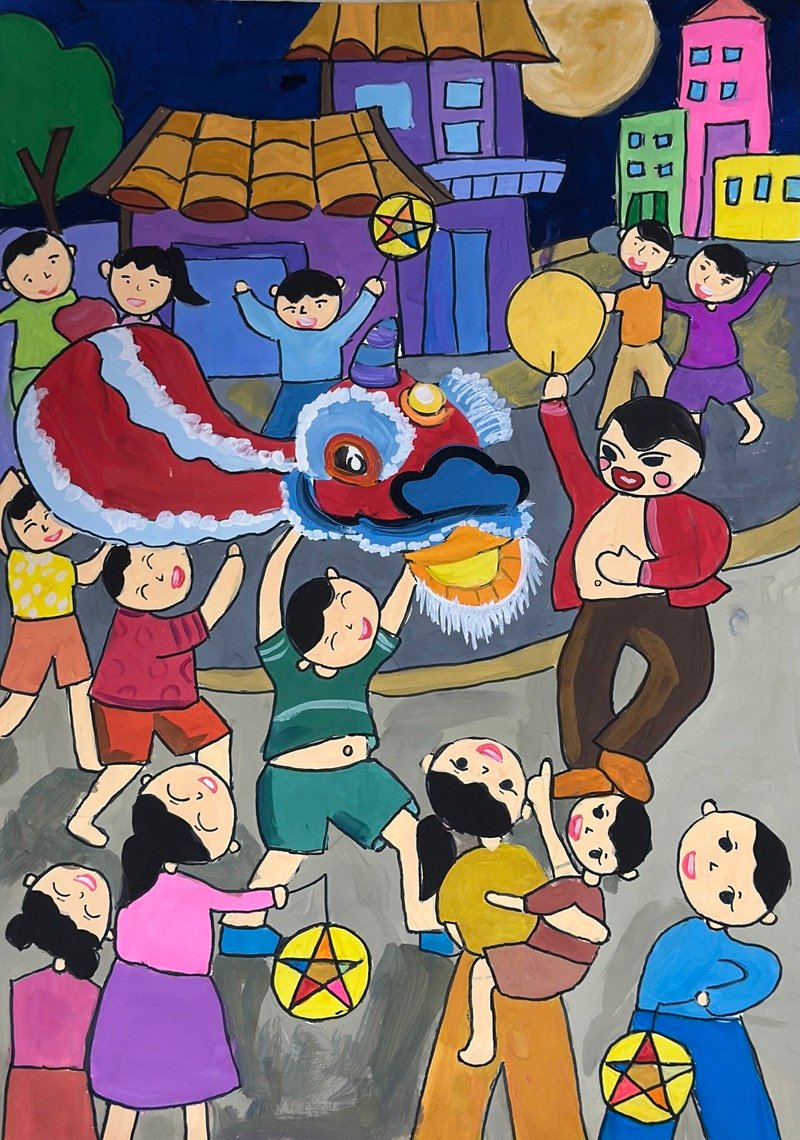 Tranh vẽ trung thu vui nhộn thiếu nhi