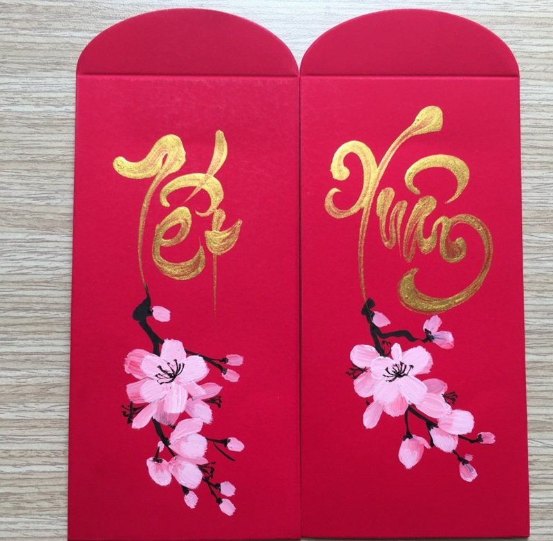 Vẽ bao lì xì dễ thương phong cách chibi Tết