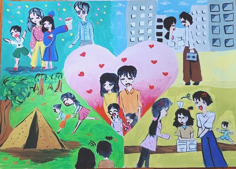 tranh gia đình yêu thương