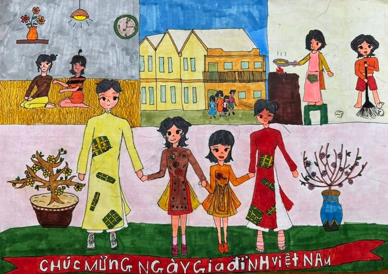 vẽ gia đình trong công viên