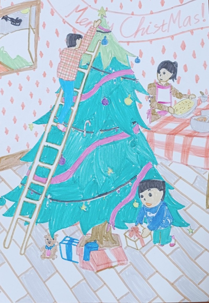 tranh gia đình ăn cơm together
