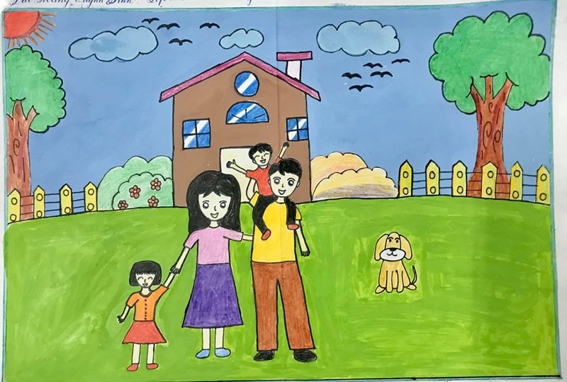 tranh vẽ gia đình hạnh phúc