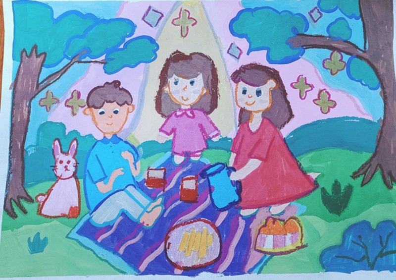 cách tô màu tranh gia đình