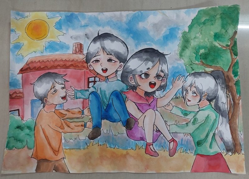 tranh gia đình hạnh phúc cho thiếu nhi