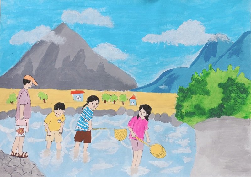 tranh đề tài gia đình lớp 5