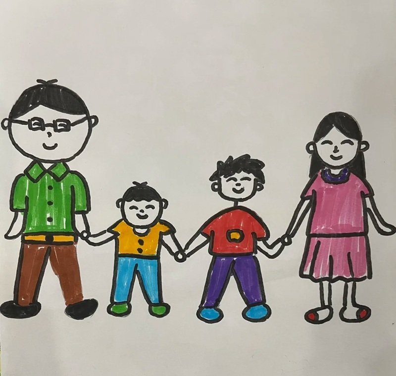 vẽ gia đình cùng nhau đọc sách