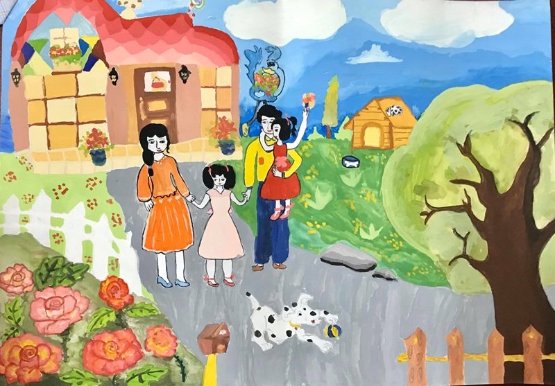 tranh vẽ gia đình lớp 6
