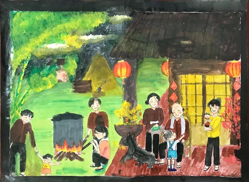 tranh đề tài gia đình sáng tạo