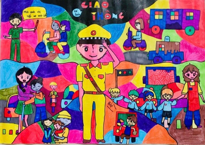 tranh vẽ an toàn giao thông 9