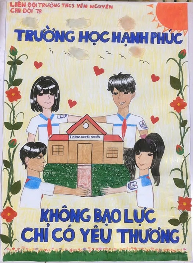 Tranh vẽ phòng chống bạo lực học đường đầy ý nghĩa