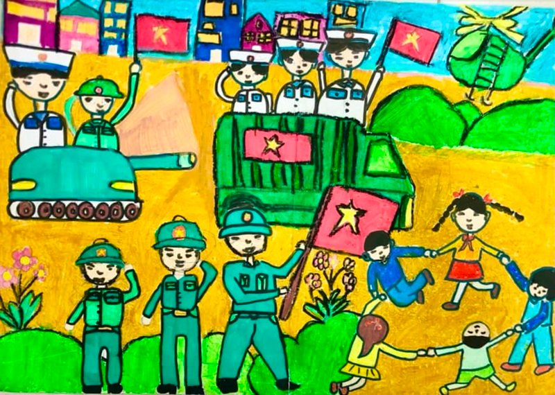 tranh vẽ chú bộ đội 30