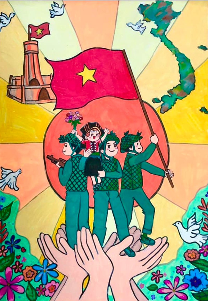 tranh vẽ chú bộ đội 34
