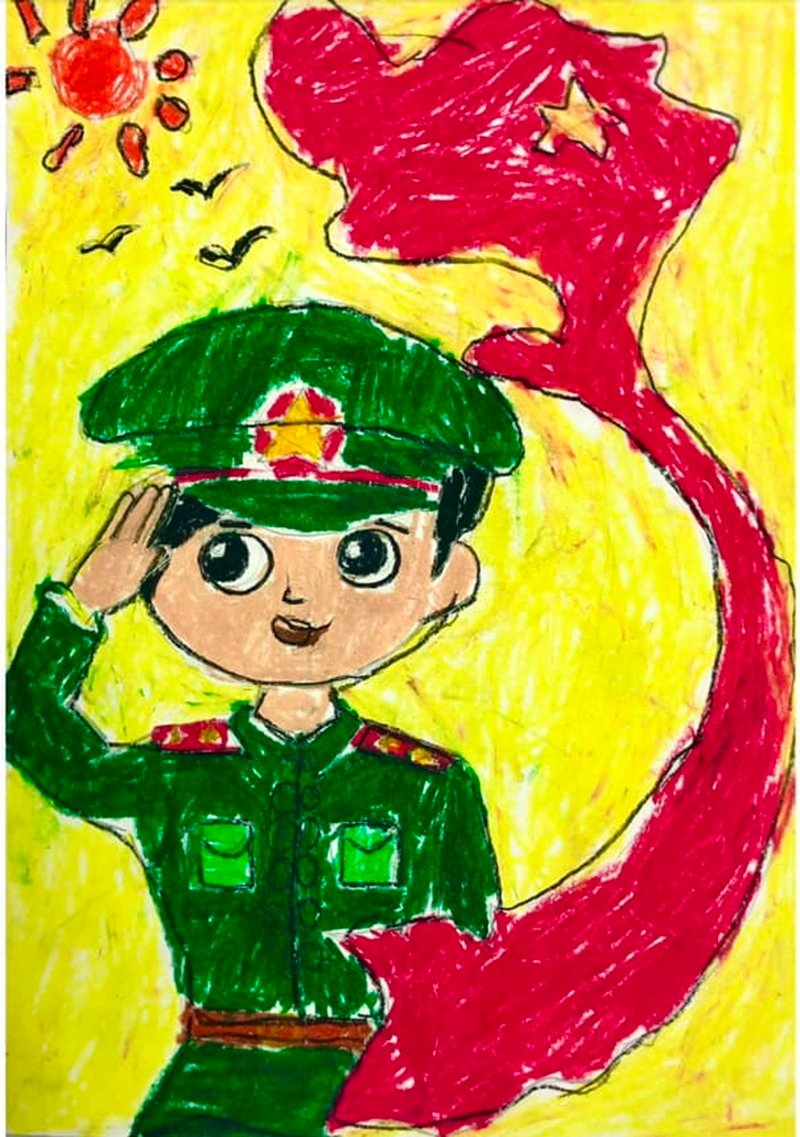 tranh vẽ chú bộ đội 37