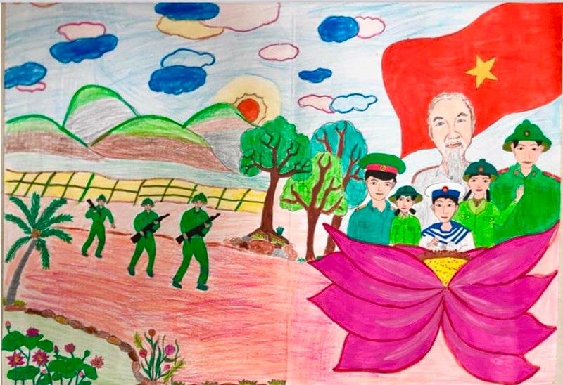 tranh vẽ chú bộ đội 38
