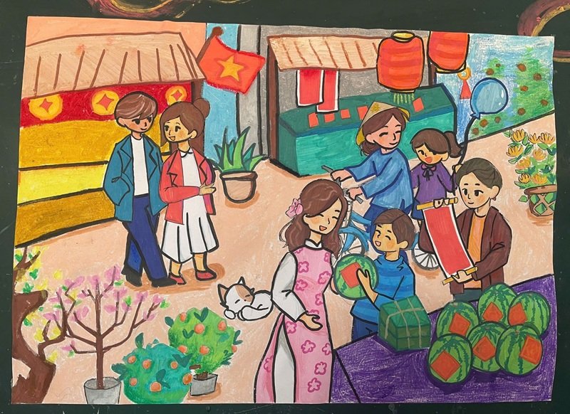 tranh vẽ ngày tết 12