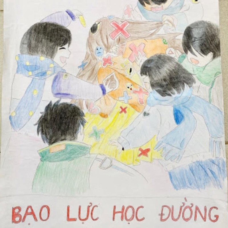 Tranh vẽ phòng chống bạo lực học đường đẹp nhất