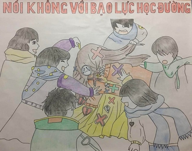 Hình ảnh tranh vẽ phòng chống bạo lực học đường đẹp