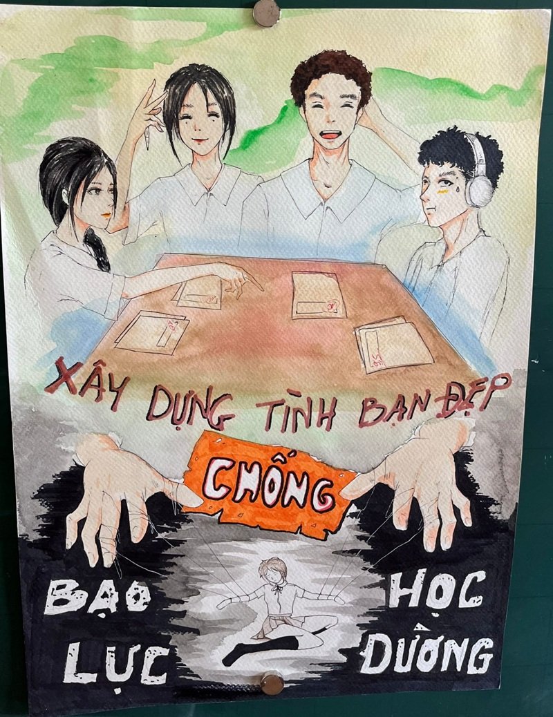 Tranh vẽ chống bạo lực học đường dễ vẽ