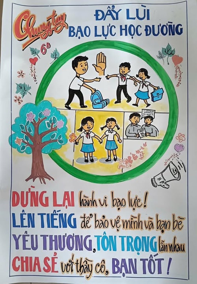 Tranh vẽ hoạt động phòng chống bạo lực học đường
