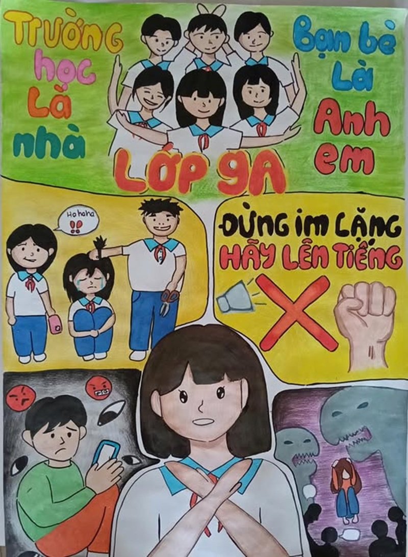 Tranh vẽ về hậu quả của bạo lực học đường